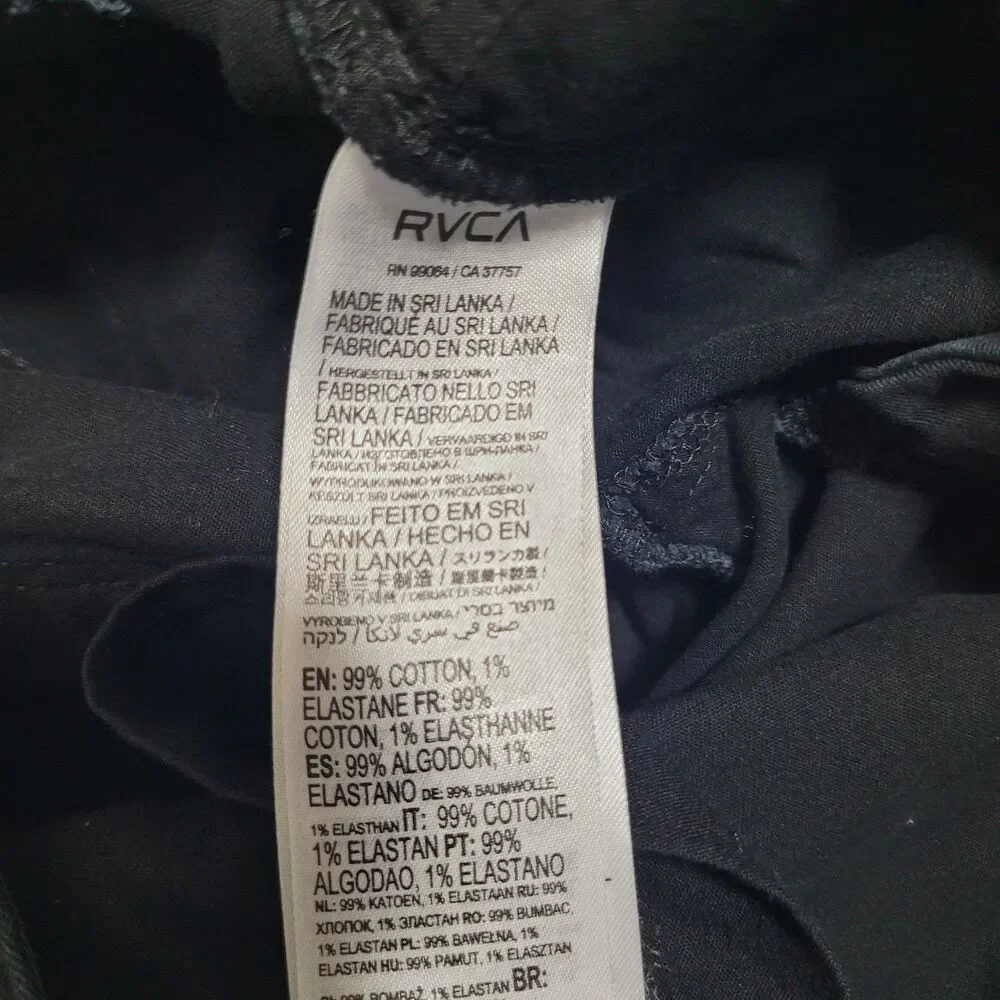 RVCA Daggers Fit Jeans Mens 32x32 Black Slim Straight Zip Fly Stretch Denim - Picture 9 of 12